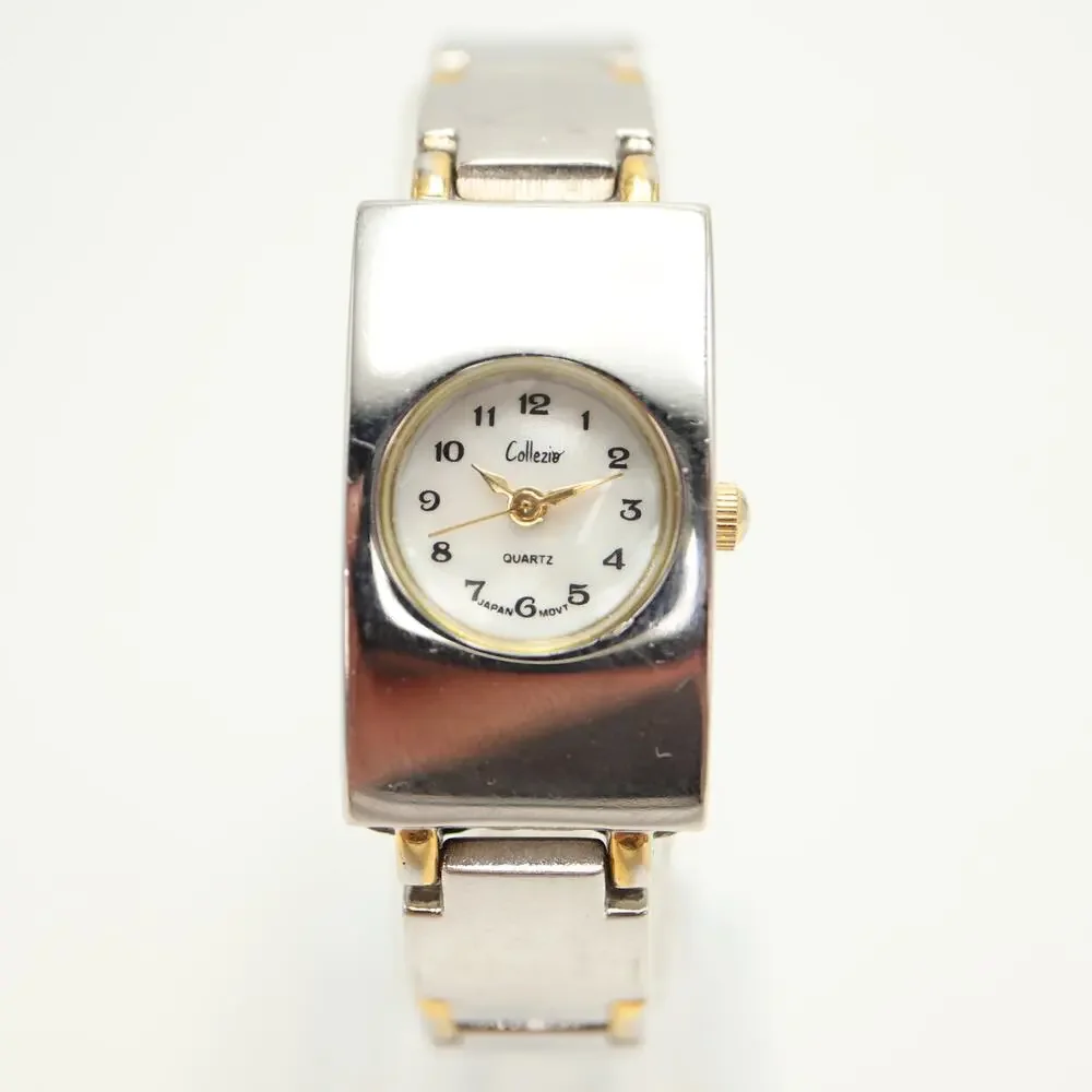 Collezio Ladies Watch 18mm MOP Dial Silver Gold Two Tone Bracelet w New Battery